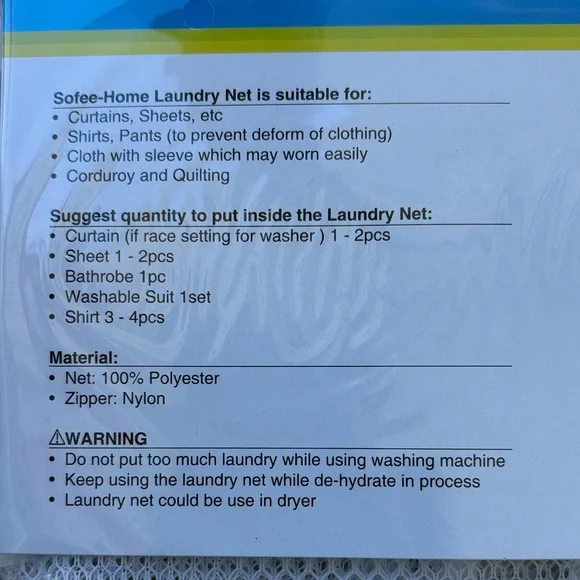 Laundry Net White Mesh Bags For Delicate Items - Set of 5 - Picture 2 of 3